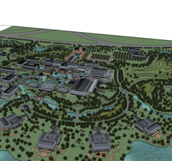 新中式房屋规划su模型