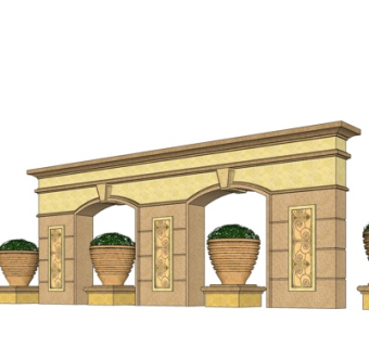 欧式景观墙su模型