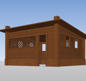 新中式凉亭su模型