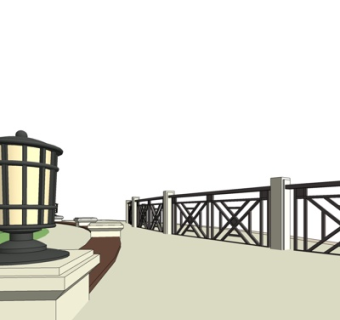 新中式护栏su模型