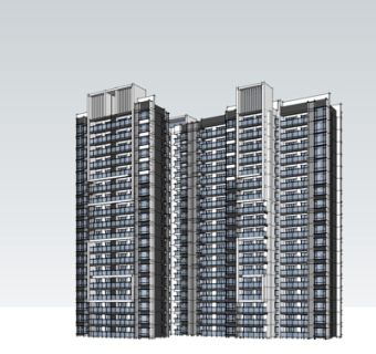 现代高层公寓楼su模型