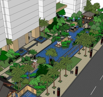 新中式公园景观su模型