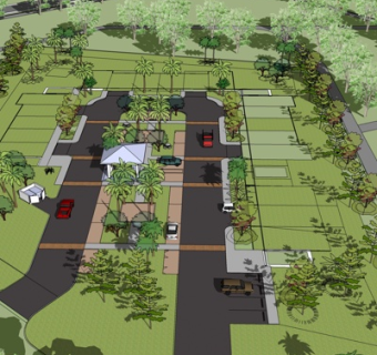 现代停车场景观su模型