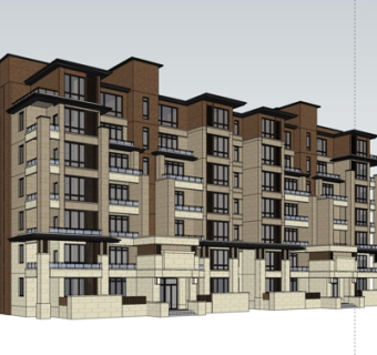 新中式公寓楼su模型