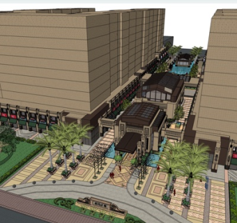 欧式沿街商业建筑su模型