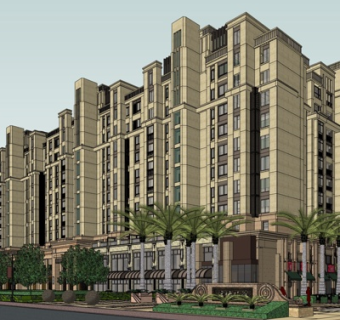 新古典沿街商业建筑su模型