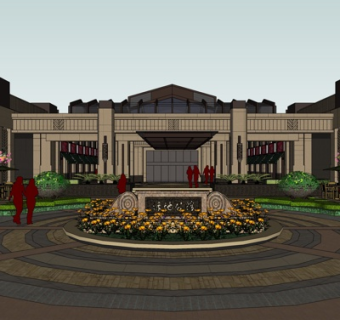 新古典商务会所su模型