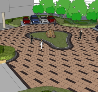 现代停车场景观su模型