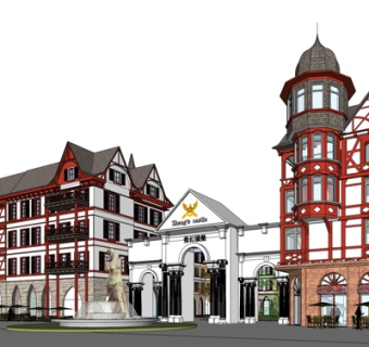 欧式沿街商业建筑su模型