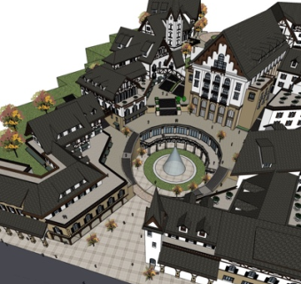 欧式商业街su模型