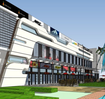 现代沿街商业建筑su模型