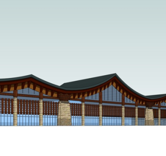 新中式会所su模型