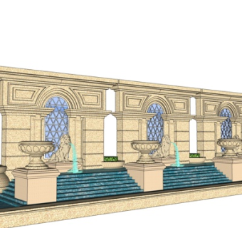欧式景观墙su模型