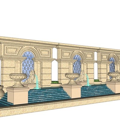 欧式景观墙su模型