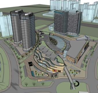 现代办公楼规划su模型