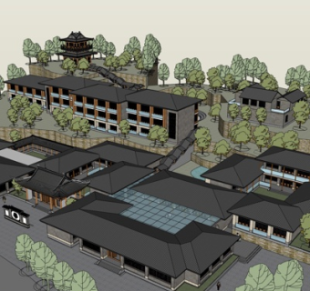 中式房屋规划su模型