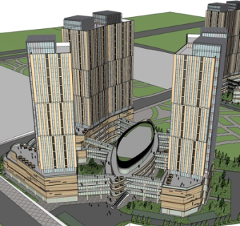 现代办公楼规划su模型