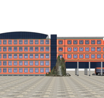 现代学校教学楼su模型