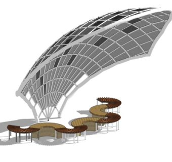 现代廊架凉亭su模型