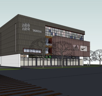 现代购物广场外观su模型