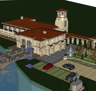 欧式会所外观su模型