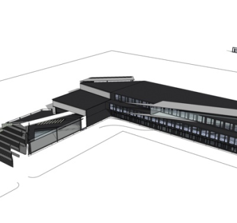 现代办公楼外观su模型