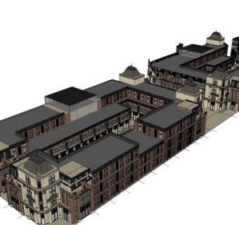 新中式沿街商业建筑su模型