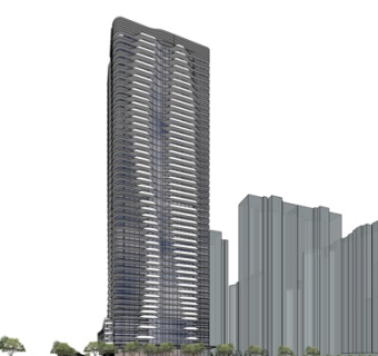 现代高层写字楼su模型