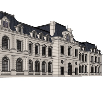 欧式饭店外观su模型