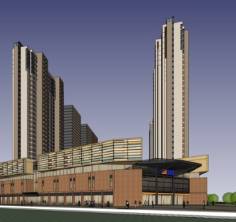 现代商业街su模型