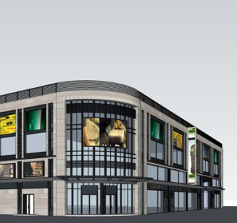 现代购物广场外观su模型