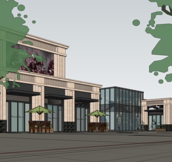 欧式沿街商业建筑su模型