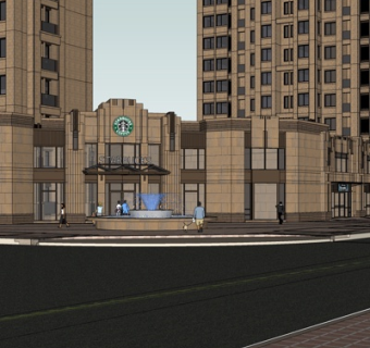 欧式商业街su模型