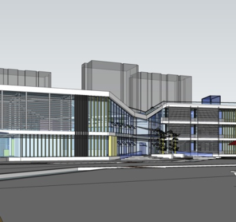 现代办公楼外观su模型