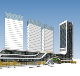 现代高层写字楼su模型