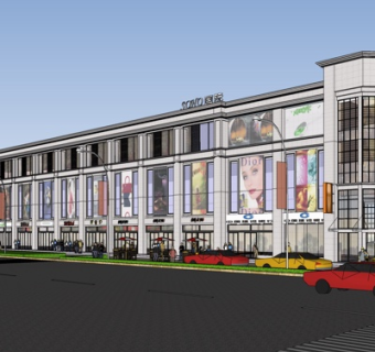 欧式商业街su模型