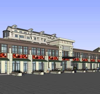 欧式沿街商业建筑su模型