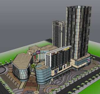 欧式高层小区su模型