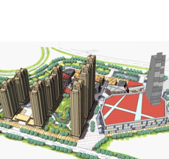 欧式高层小区规划su模型