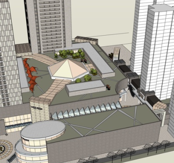 现代高层小区规划su模型