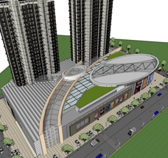 欧式高层小区su模型