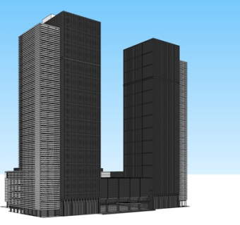 现代高层写字楼su模型