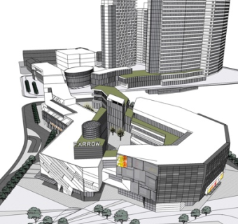 现代高层小区规划su模型