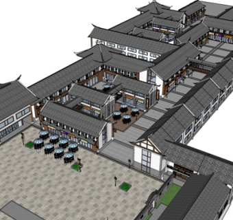 中式古建民房su模型