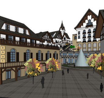 欧式商业街su模型