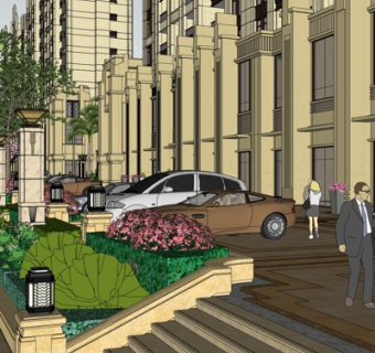 欧式沿街商业建筑su模型