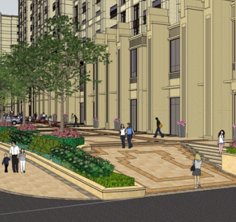 欧式沿街商业建筑su模型