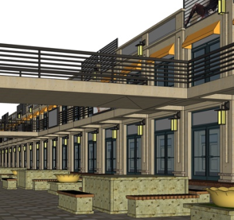 欧式沿街商业建筑su模型