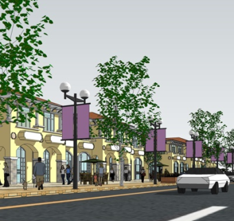 欧式商业街su模型