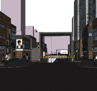 现代购物广场外观su模型